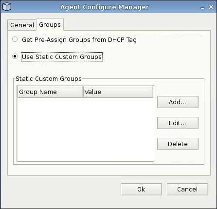 3. Set the groups using the Groups tab. You can select pre-assigned groups from the DHCP tab or you can use static custom groups. 4. Click OK to save your changes.