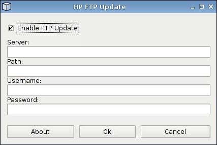 To use HP FTP Update: NOTE: You must set up your FTP server before you can use HP FTP Update. 1. Click Control Panel > HP FTP Update. 2.