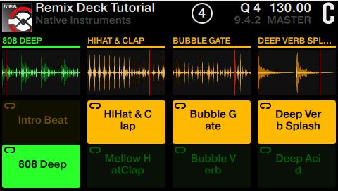 Using Your S5 Getting Advanced Remixing with Remix Decks Press pad 5. The Sample of pad 1 Intro Beat will stop and instead the Sample of pad 5 808 Deep will start without interruption.