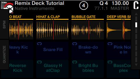 Using Your S5 Getting Advanced Remixing with Remix Decks Press Display Button 4 or 3 to scroll a page downwards or upwards. Alternatively, hold the REMIX button while turning the Deck's LOOP encoder.
