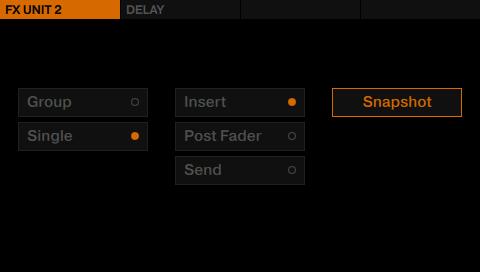 Using Your S5 Getting Advanced Adding FX 1. Adjust the FX knobs and buttons to your liking. 2. Press the FX button 1 to display the FX Unit's options. 3. Turn the BROWSE encoder to select Snapshot. 4.
