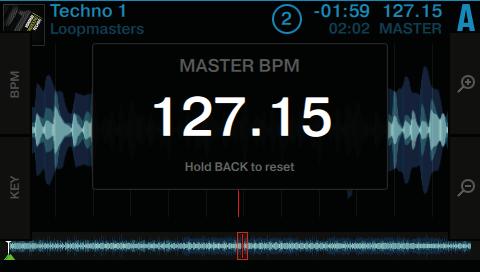 Using Your S5 Getting Started Adjusting Tempo 2. Turn the Deck's BROWSE encoder clockwise to increase the tempo; turn the Deck's BROWSE encoder counterclockwise to decrease the tempo. 3.