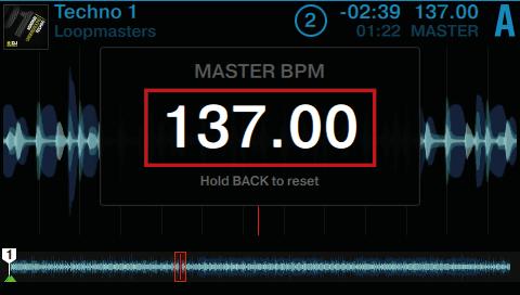 Using Your S5 Getting Started Using Keylock 4. Now press Display Button 1 to open the BPM pop-up and adjust the track's tempo by turning the BROWSE encoder.