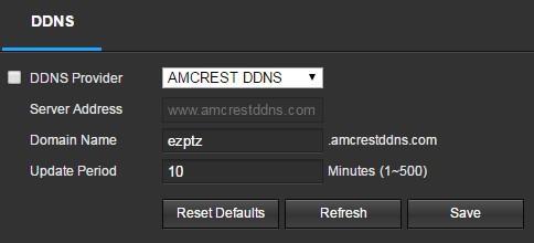 used. AmcrestDDNS is a free DDNS service provided by Amcrest, and it must be renewed every year. A renewal reminder email will be sent to the email entered in the username field below.