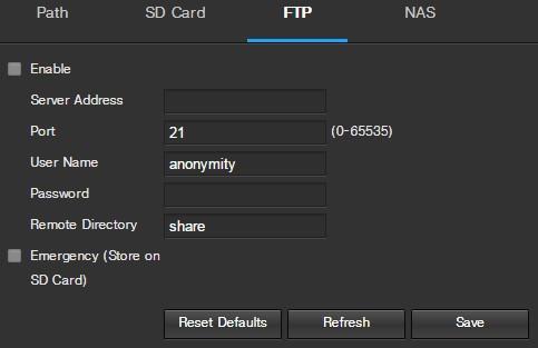 Below is an explanation of the fields on the SD Card settings tab: Device Name: This column designates the name of the SD card that is currently in the camera.