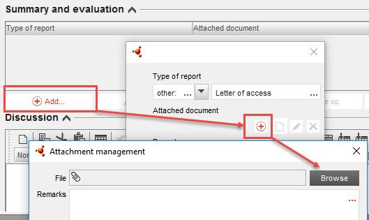 Attach function Attach relevant documents to IUCLID section 13 Summary and evaluation by first clicking Add, then
