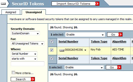 Enable a Token A token must be enabled for a user to use an assigned token. Tokens are automatically enabled when first assigned to a user.
