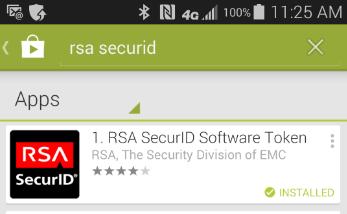 App Store: Google Play Store: B. Install the 'RSA SecurID Software Token' app on your mobile device.