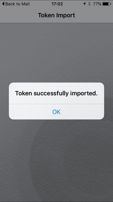 Enter your ABC/MWI associate number and tap Return. 6. A 'Token successfully imported.' notification will display. Tap OK. 7.