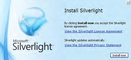 Internet Explorer Advanced Options Do not save encrypted pages to disk: Disable Silverlight You may be prompted to install the latest version of Microsoft Silverlight.