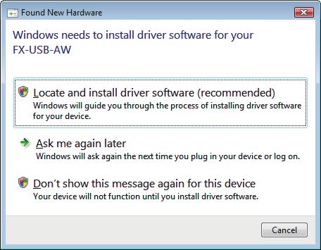 3 Installation 3.2 Windows Vista 3.2 Windows Vista Please install the driver with the following procedure.