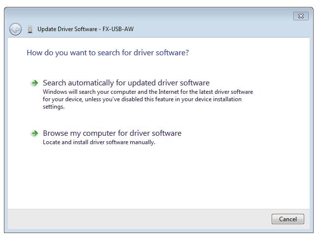 3 Installation 3.3 Windows 7 5) The following screen is displayed. Click [ Browse my computer for driver software ].