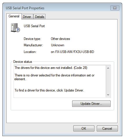 Or put the cursor on [ USB Serial Port ], right-click it, and select [ Update Software.