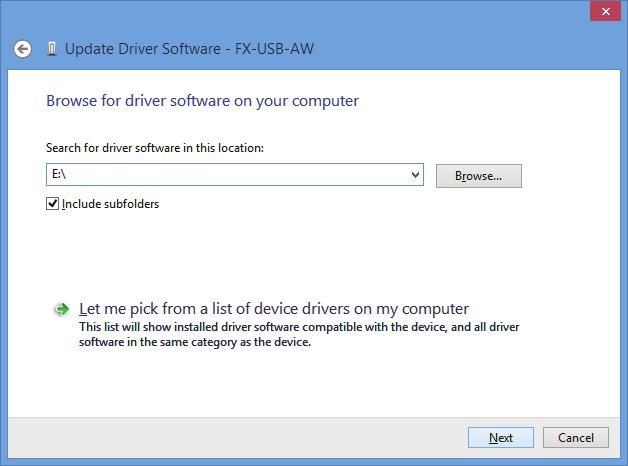 3 Installation 3.4 Windows 8/8.1 5) The following screen is displayed. Click [ Browse my computer for driver software ].