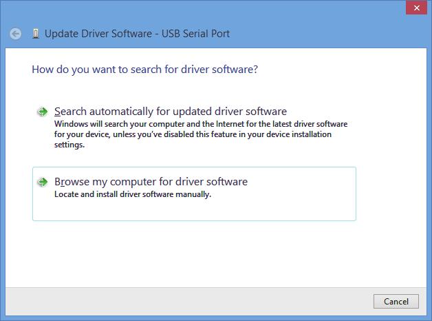 3 Installation 3.4 Windows 8/8.1 13) The following screen is displayed. Click [ Browse my computer for driver software ].