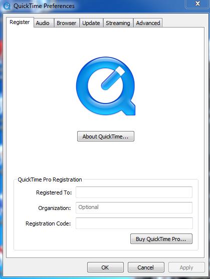 QuickTime for Windows 7 Launch QuickTime application Open QuickTime