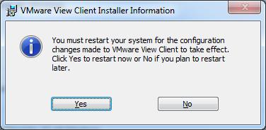 Click the Yes button to restart your machine and install