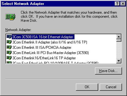 3. When prompted to select a network
