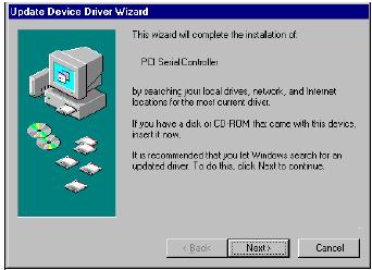 Windows 95/98/ME Installing the Driver Windows 95 1.