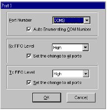 Under Port Number, select a COM number to assign to the serial port. Select Auto Enumerating COM Number to map subsequent ports in numerical order.