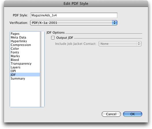 JDF settings The Output JDF feature works in conjunction with the Job Jackets feature of QuarkXPress.