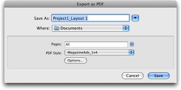 CREATING A PDF FILE Creating a PDF file To create a PDF file with a PDF style, follow these steps: 1 With a project open, choose File > Export > Layout as PDF. The Export as PDF dialog box displays.