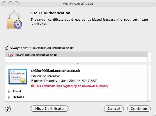After a few seconds, a Verify Certificate dialogue box will open. 16. Click Show Certificate. The dialogue box expands to show the certificate details. 17.