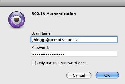 Enter the username and password that you use to log in to your Macintosh, then click OK. Your computer may now appear to be busy, with the multicoloured busy wheel spinning. This is a bug.