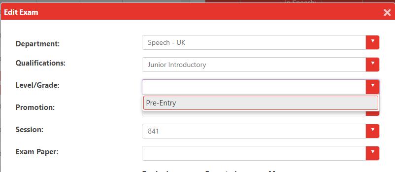 Select the desired level from the next drop down box. Enter the number of expected candidates in the 'Expected' field.