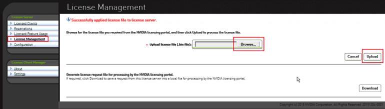 Figure 31. License File Successfully Applied Deploy the NVIDIA GRID vgpu Software This section summarizes the installation process for configuring an ESXi host and virtual machine for vgpu support.
