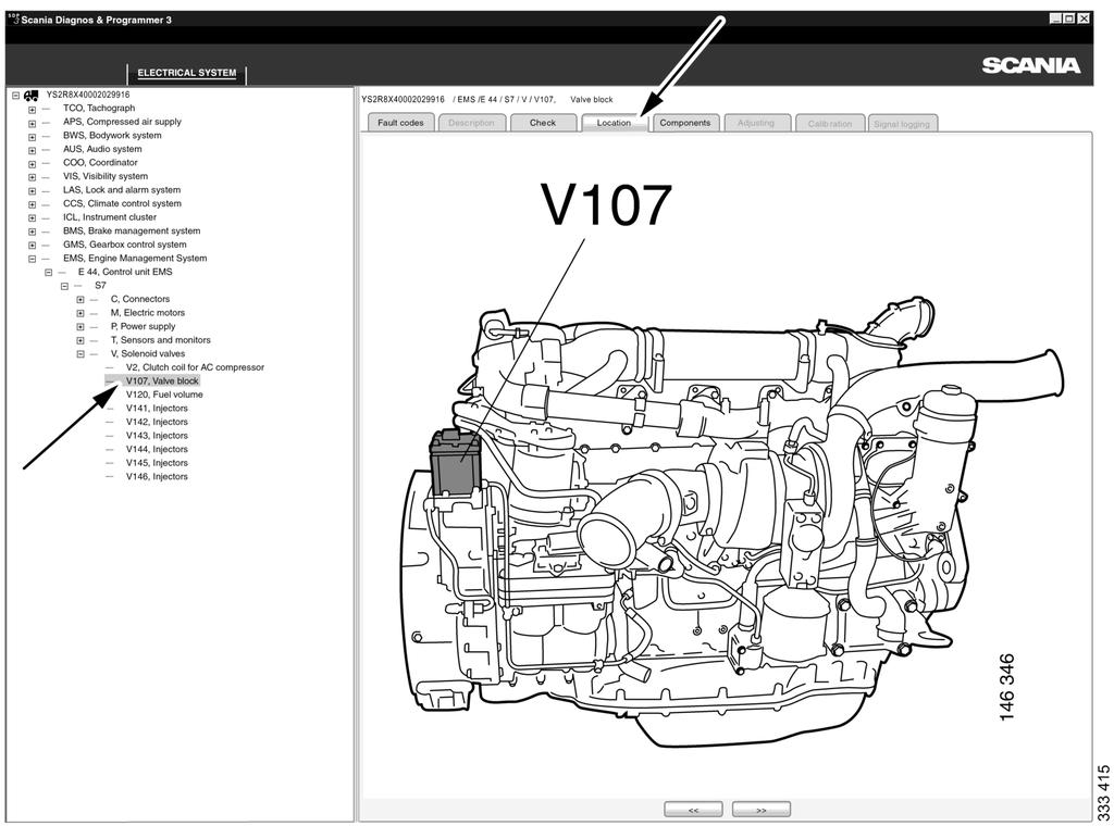 Location Diagrams are displayed here, which indicate where on the vehicle a particular electric component is located.