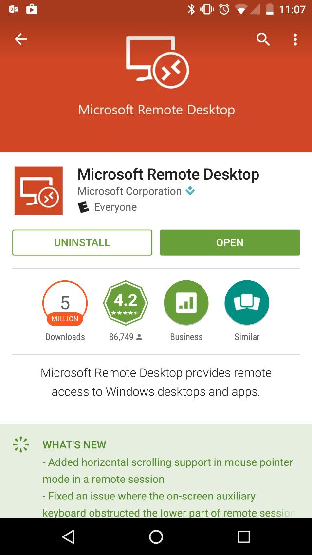 Android Operating system (based on Android version 7.0 Before logging into the portal you must have Microsoft Remote Desktop app installed on your Android Device.