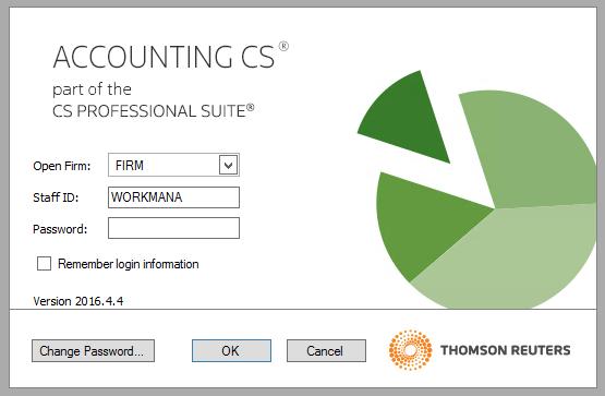 Upon successful confirmation and sign in, you will be presented with a separate Accounting CS logon prompt.