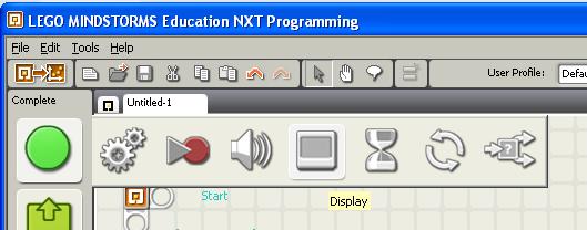 Displaying Text on the NXT Screen with a Mindstorms Program 1) Follow the directions below to display the equation of 3 * 4 = on the NXT screen. a. To display something on the NXT screen, use a display block.