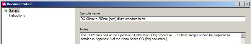 When an actual SOP is selected: After entering the appropriate text about your sample, select OK. This will open the actual Start Measurement view.