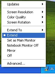 Right clicking the icon will bring out the context menu.