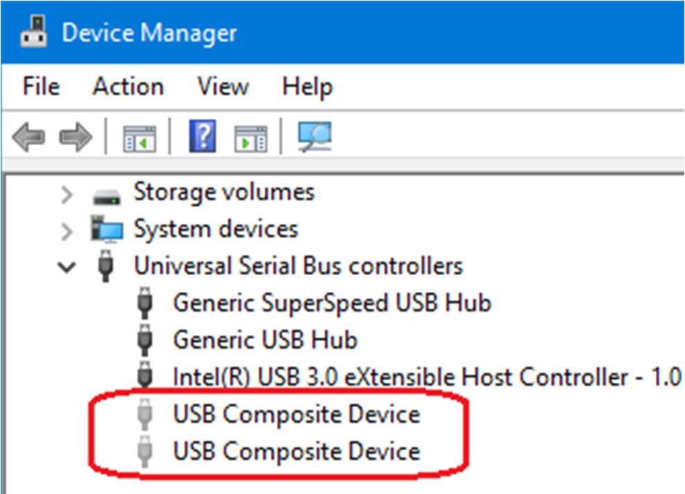 In [Universal Serial Bus controllers], uninstall all of the [USB Composite Device] whose icons are grayed out. After uninstalling the devices, please restart the computer.