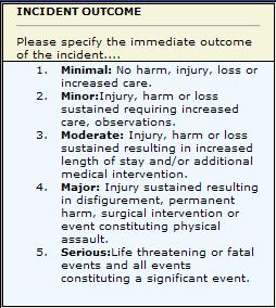 </li></ul> Number pints <OL> <LI> <l><li><b>minimal:</b> N harm, injury, lss r increased care.