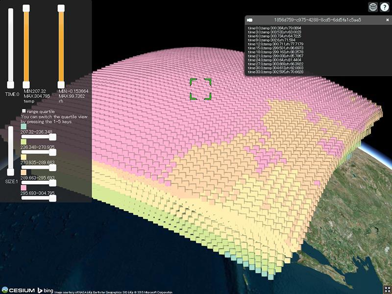 How I Use Cesium The Development Process - One day, I saw this demo in the Cesium showcase. It presents 3D atmospheric model output.