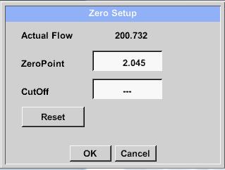 of the characteristic could be reset Cutoff: With the low-flow cut off activated, the flow below the defined "LowFlow Cut off" value will be displayed as 0 m³/h and not added to the consumption