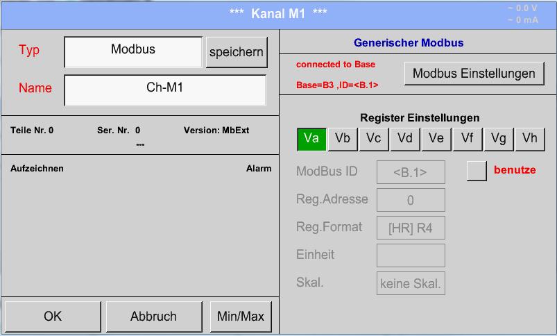 1 Activation of the extended Modbus channels Main menu Settings Sensor settings B3 Modbus Settings allow Modbus Extended Channels After activation of allow Extended Modbus Channels there are 4