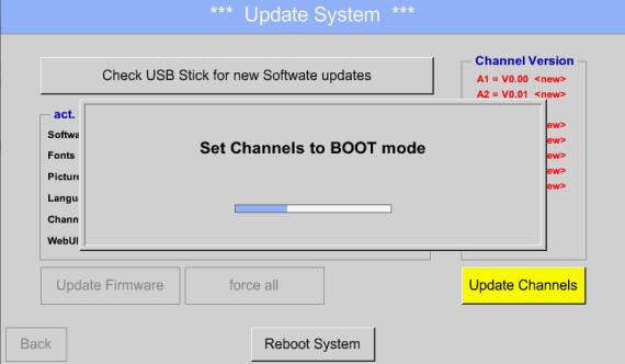 Device settings Home Settings Device settings System-Update Update-Channels The update of DS 500 channels starts.
