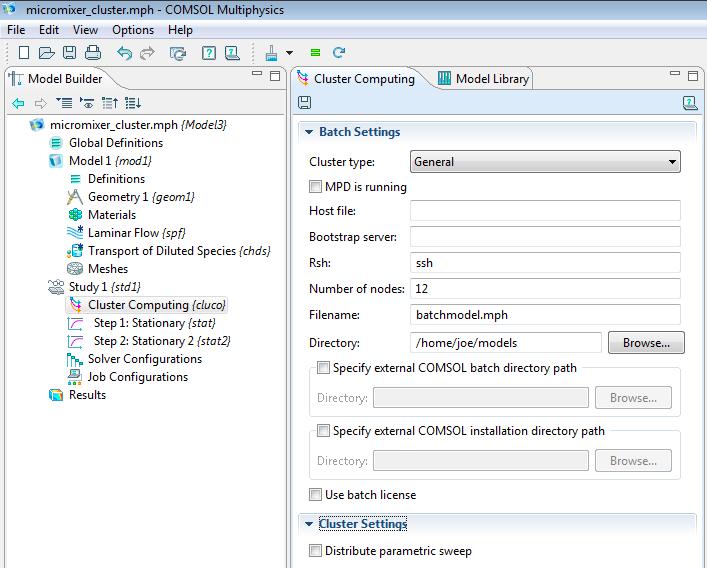 Example 2, Desktop GUI, branch off batch job for cluster computation See