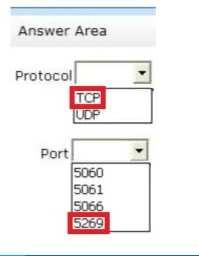 QUESTION 6 HOTSPOT You are evaluating the implementation of an Edge Server. You need to identify which ports that must be open on the firewall to support the planned federation relationship.
