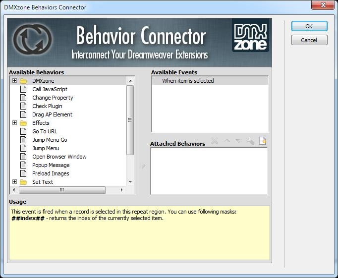 Support for Behavior Connector - You can fire up an action