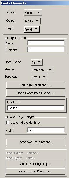 Step 3. Create a TetMesh Mesh a TetMesh the solid. a. Elements: Create/Mesh/Solid.