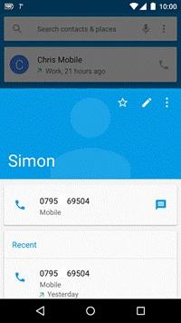 SCREEN 3 - CONTACTS Clicking on the star will mark or unmark that contact as a favourite.