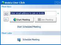 To start a One-Click Meeting using a One-Click shortcut: Click one of these One-Click Meeting shortcuts, which the WebEx One-Click