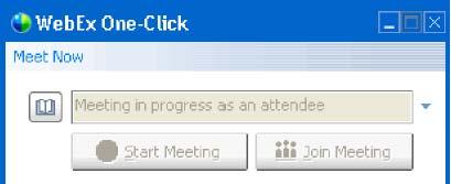 then reopen the browser for it to take effect. JOINING A MEETING FROM THE ONE-CLICK PANEL You can join meetings on your WebEx service site using the WebEx One-Click panel.