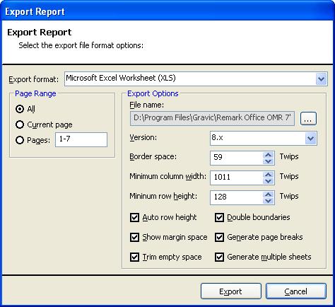 Remark Quick Stats User's Guide 7 When you return to the Export window, select an Excel version to use for compatibility: 8.x, 7.x or 5.x. The file you create will be compatible with the version selected here.
